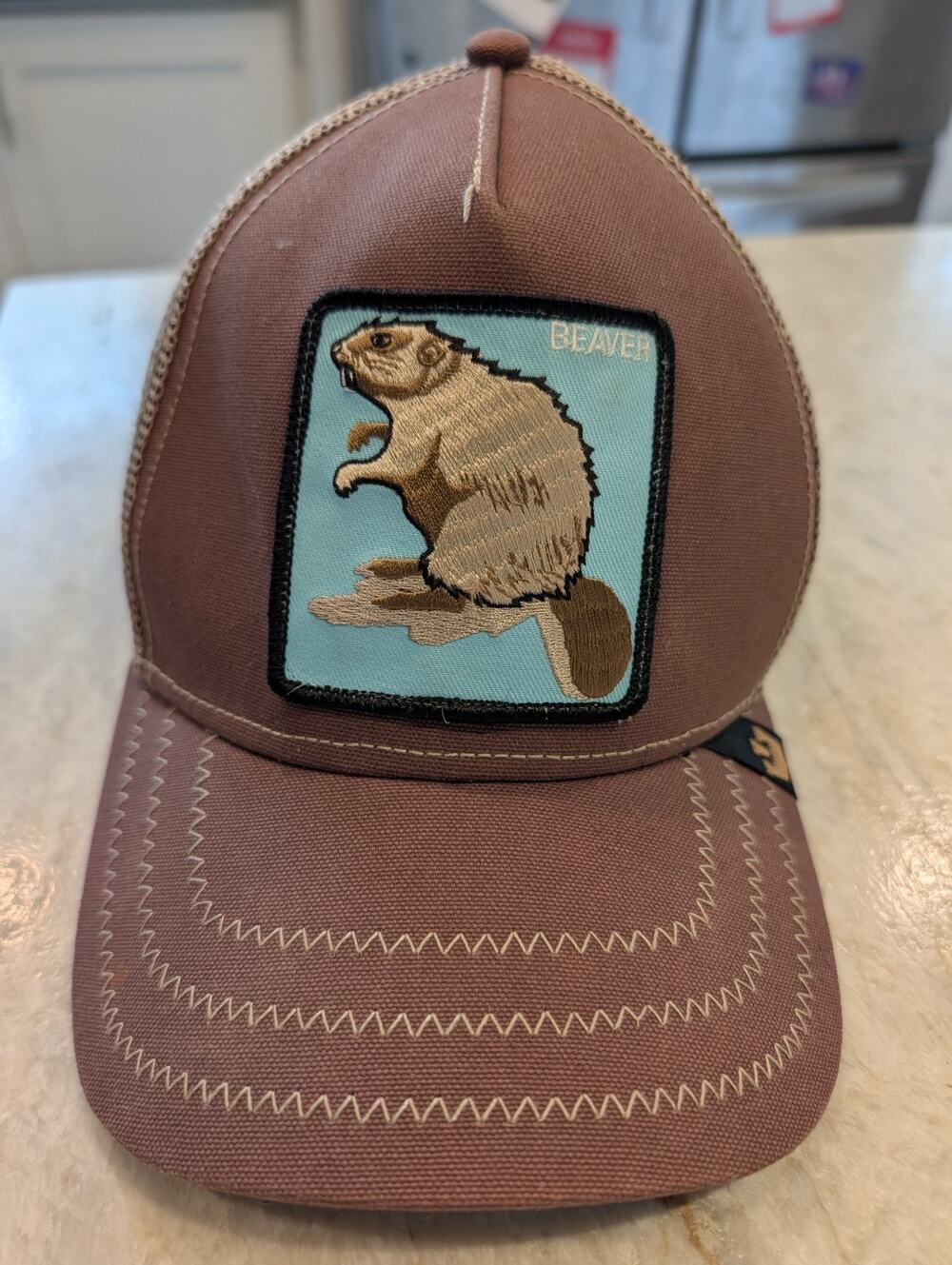 Goorin Bros Trucker Hat Brown Beaver Animal Farm Patch Mesh Snapback Cap